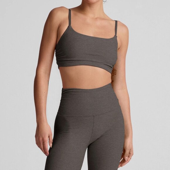 Beyond Yoga SET Spacedye Raise The Barre Shirred Bra Tank Gray Black Adjustable - Picture 5 of 10